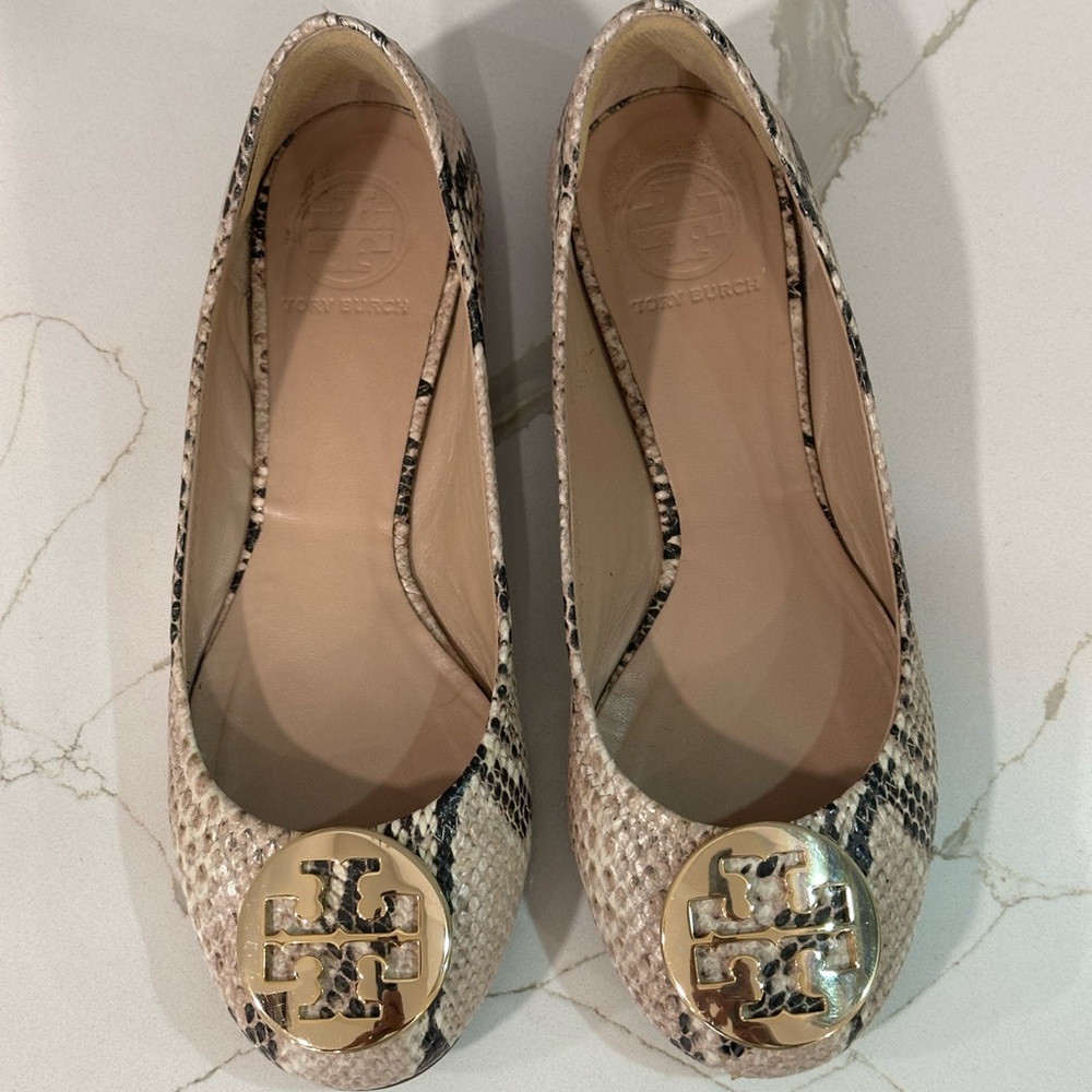 Tory Burch Reva Ballet Flats. Women’s size 7 M. Color Python Print - Picture 3 of 13